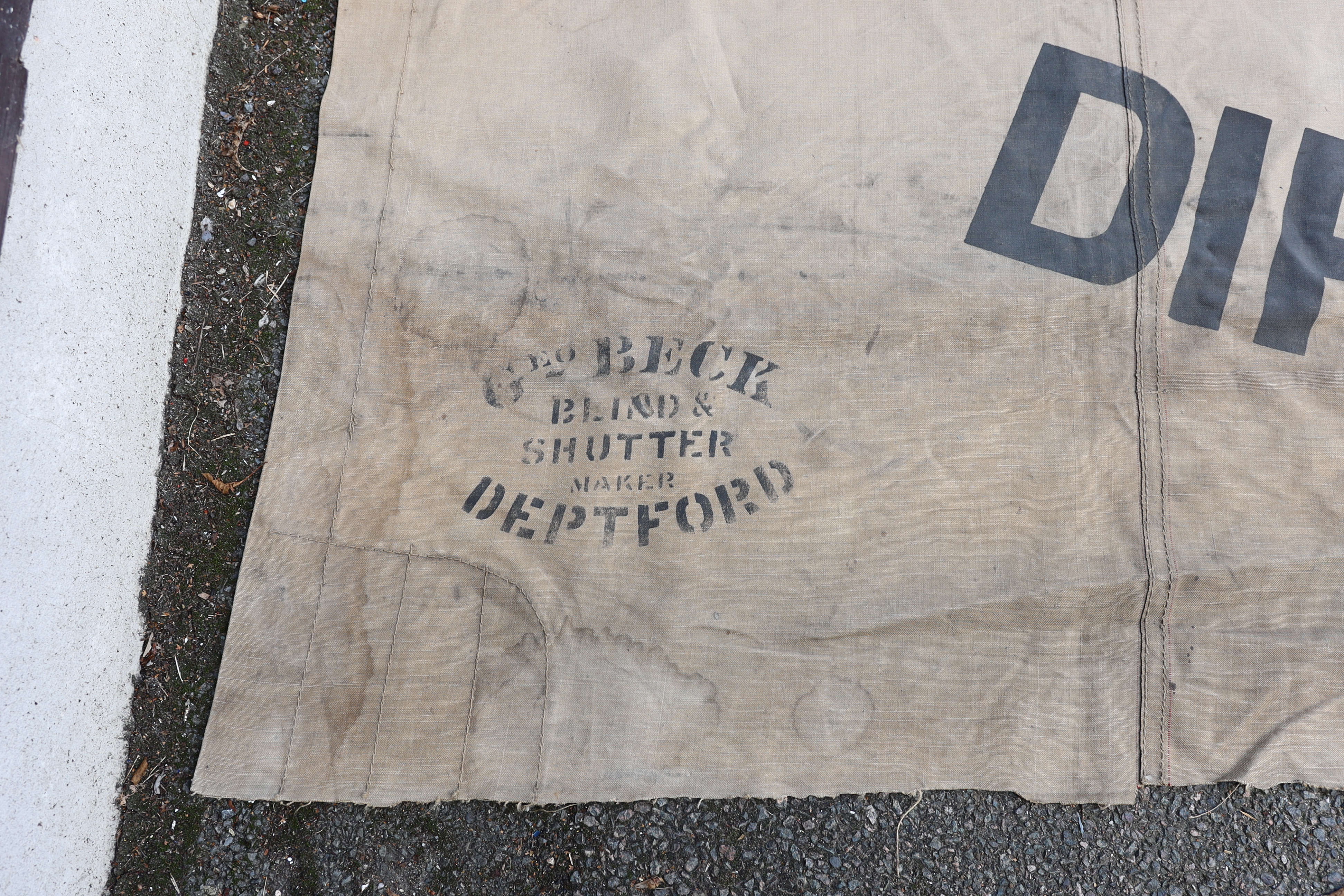 An early 20th Century Skilton Dairy canvas shop sign (van not included!)